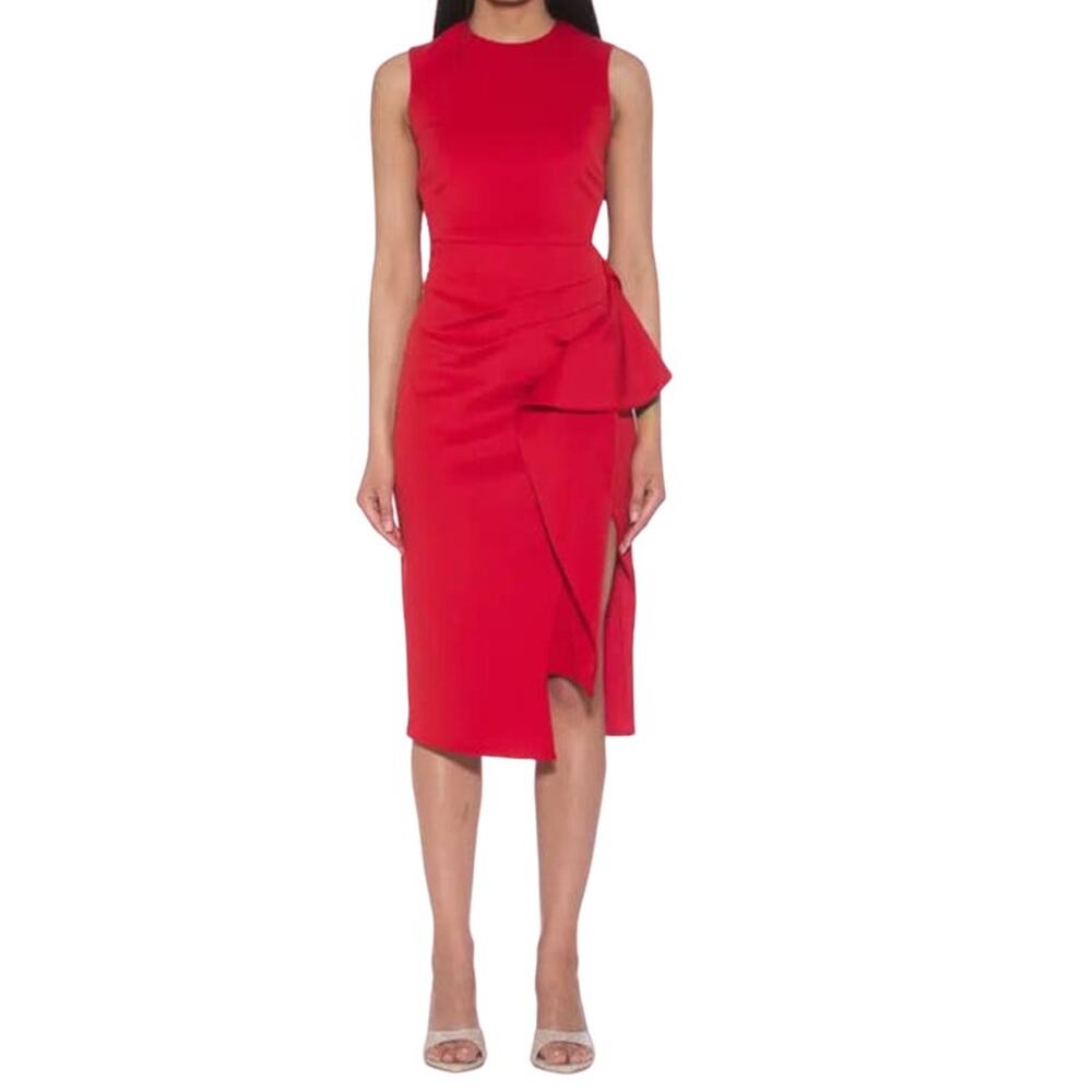 Alexia Admor dress Valeri Asymmetric ruffle sleeveless red Small S